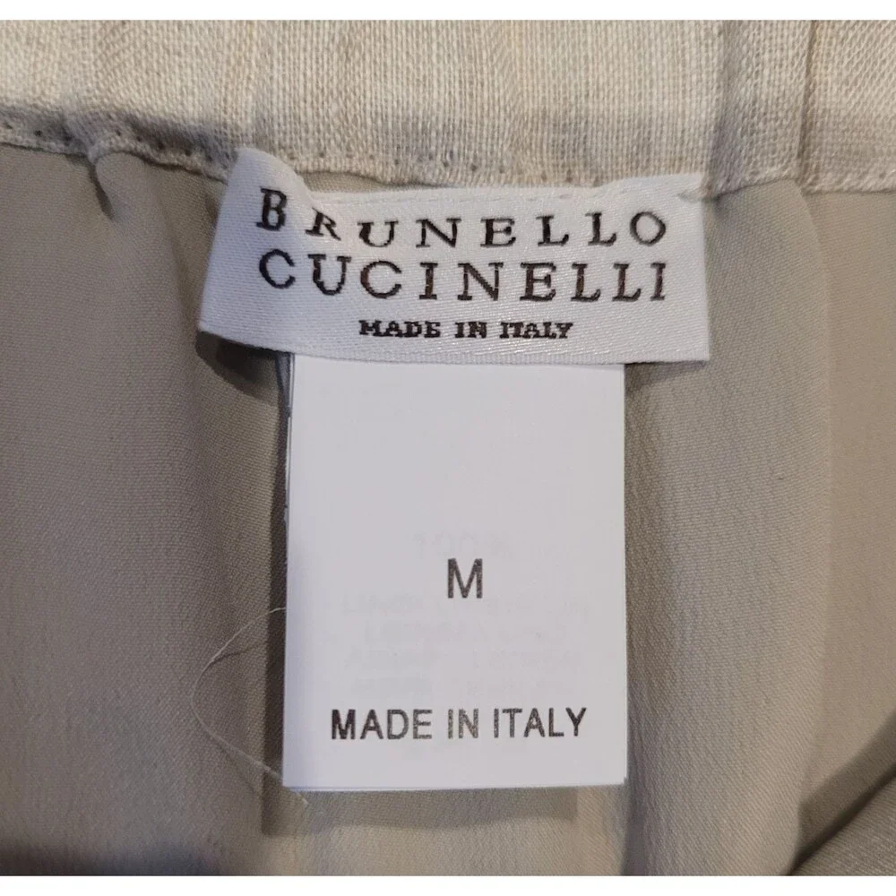 Brunello Cucinelli High-Waisted Linen Tailored Shorts Beige Size M MB650EP999
